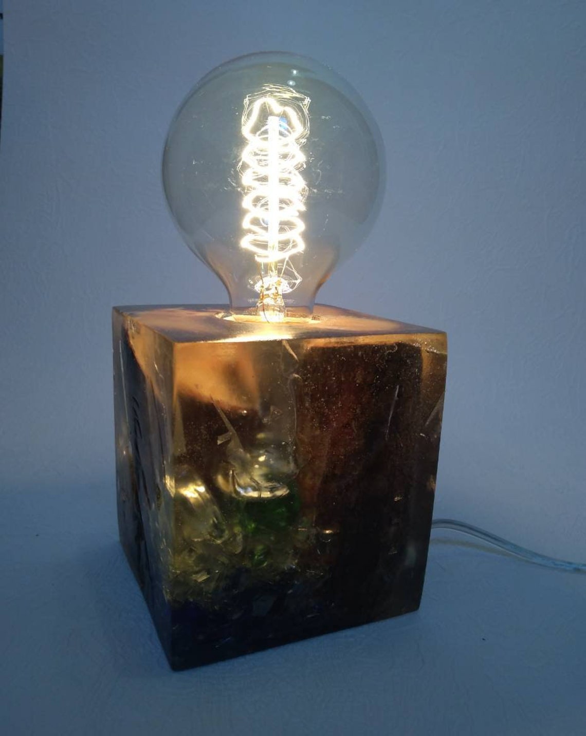 Table lamp epoxy resin lamp handmade lampe. Etsy