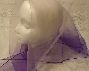 Vintage Purple & White Chiffon Scarf