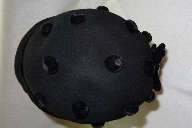 Vintage 40/'s Black Merrimac Wool Cloche