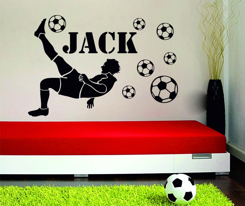 Personalised Footballs Soccer Balls Any Name Vinyl Wall Sticker Decal Any Room
