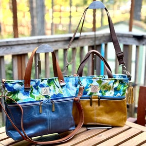Alice Purse • Double Zipper Pockets • Leather & Canvas Bag • Crossbody or Shoulder Tote Bag • Handmade Everyday Bag • Two Style Options