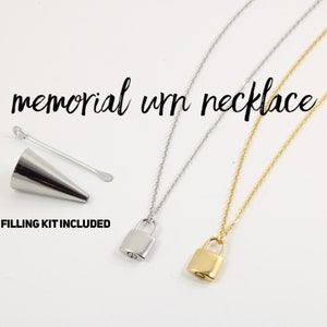 Lock Urn Necklace - Custom Engraved Urn Necklace - For Human or Pet Ashes - Cremation Urn Bar Necklace - Memorial Pendant