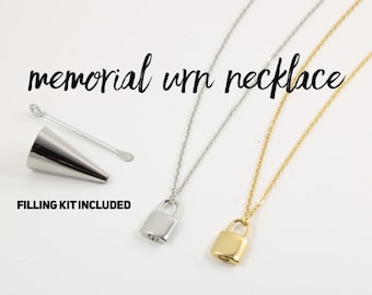 Lock Urn Necklace - Custom Engraved Urn Necklace - For Human or Pet Ashes - Cremation Urn Bar Necklace - Memorial Pendant