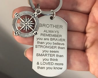 Portachiavi In Acciaio Inox 'BRO' - Regalo Per Fratelli O Amici, Design Semplice