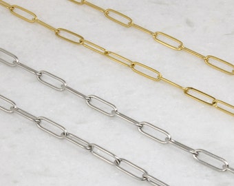 14K Gold Paperclip Choker Necklace - Gold Plated Specialty Necklace Chain - Silver Chain Choker Necklace - Paperclip Choker Chain