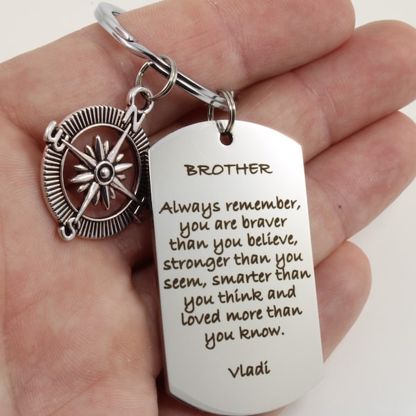 Keychain for Brother or Sister - Custom Engraved Keyring Gift for Brother - Brothers Birthday Gift - Christmas Gifts - Stocking Stuffer