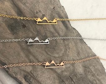 Mountain Necklace Pendant - 14K Gold Mountain Jewelry - Mountain Pendant - Wanderlust Necklace - Mountain Charm