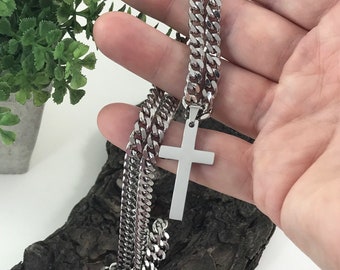 Custom Personalized Cross Necklace and Pendant - Engraved Kids Pendant & Necklace Chain - Religious Holy Communion or Baptism Gift