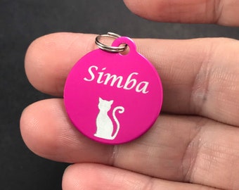 Personalized Pet ID Tag - Circle Dog or Cat Tag - Small Aluminum Pet ID Tags - Pet Collar Tag