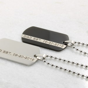 Personalized Dog Tag Necklace Custom Necklace for Men Anniversary Gift Roman Numerals GPS Coordinates Fathers Day Gift Anniversary Gift