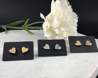 Heart stud earrings, dainty stud earrings, heart studs gold, silver, rose gold