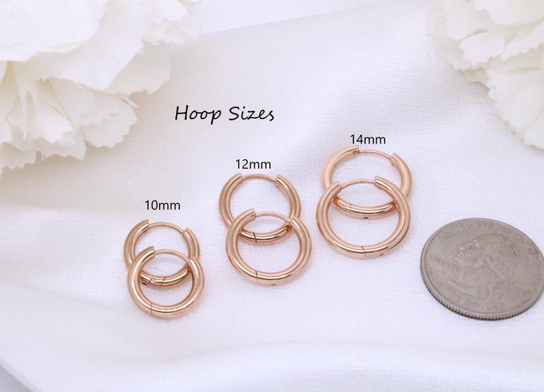 Rose Gold Hoop Earrings Hypoallergenic Stainless Steel Earrings Classic
