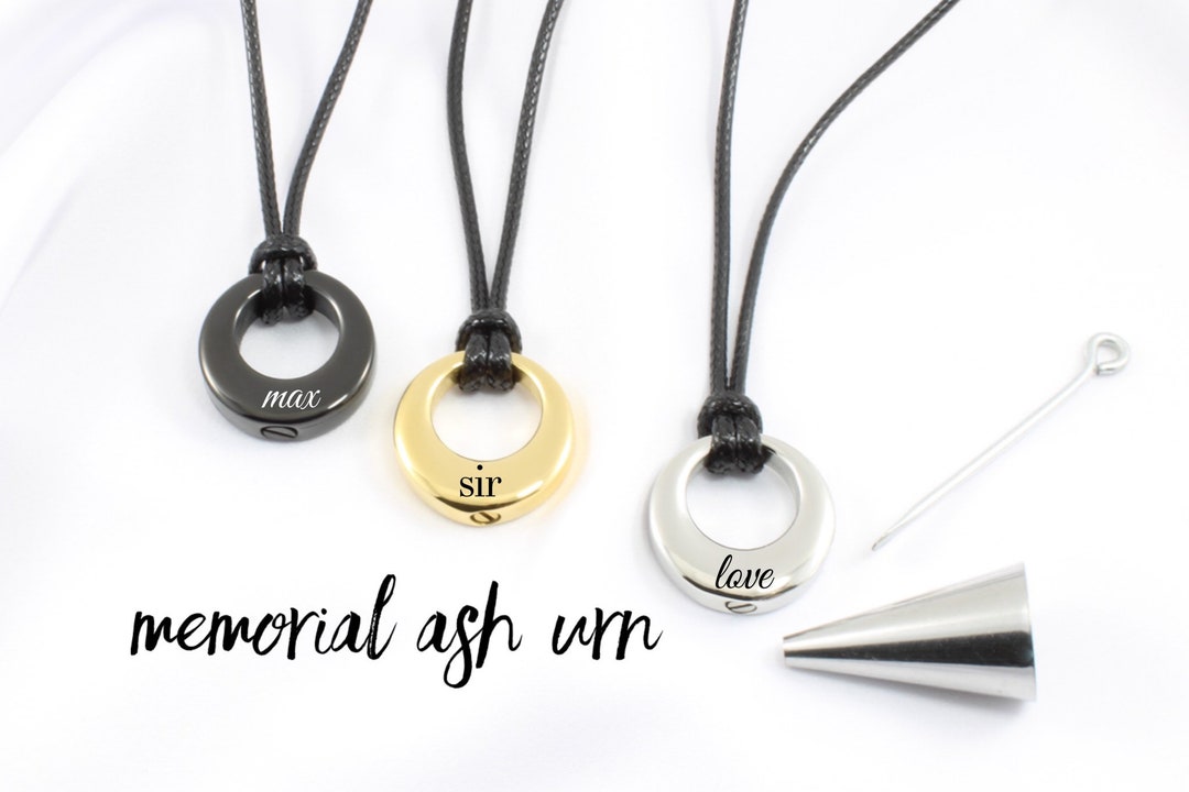 Custom Ash Urn Necklace and Pendant Engravable Circle of Life Memorial