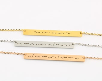 Morse Code Bar Necklace - Custom Engraved Necklace and Pendant - Personalized Minimalist Morse Code Pendant - Christmas Gift for Mom