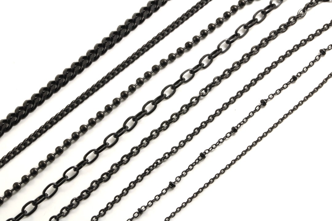 Custom Length Black Stainless Steel Choker Chain Necklace Mothers Day