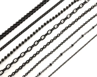 Custom Length Black Stainless Steel Choker Chain Necklace - Mothers Day Gifts - Black Necklace Chain - Black Chain - Stainless Steel Chain