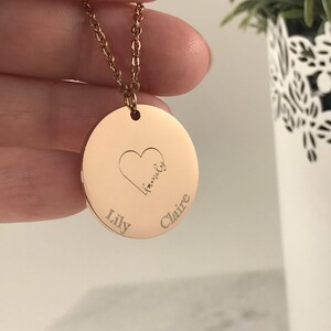 Personalized Family Coin Necklace Custom Family Necklace Large Anniversary Pendant Engraved Coin Necklace Personalized Gift for Mom image 4