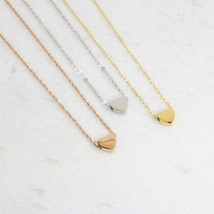 Tiny Heart Necklace - Minimalist Necklace - Engravable Dainty Gold Heart - Custom Heart Pendant - Personalized Christmas Gift for Mom