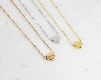 Tiny Heart Necklace - Minimalist Necklace - Engravable Dainty Gold Heart - Custom Heart Pendant - Personalized Christmas Gift for Mom