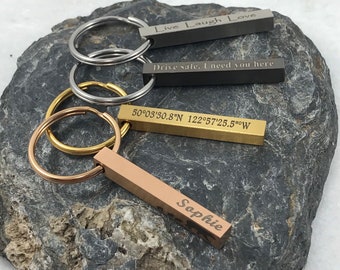 Custom Bar Keychain - Personalized Christmas Gift for Mom - Mothers Day Gift - Custom Engraved and Personalized Keychain - Custom Handmade