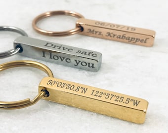 Customized Bar Keychain - Engraved Keychain - Engravable Keychain - Stocking Stuffer Gifts for Kids - Personalized Gifts for Mom