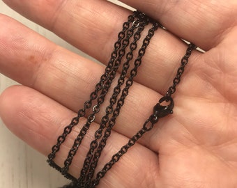 Black Cable Chain - Black Necklace Chain - Stainless Steel Chain - Hypoallergenic