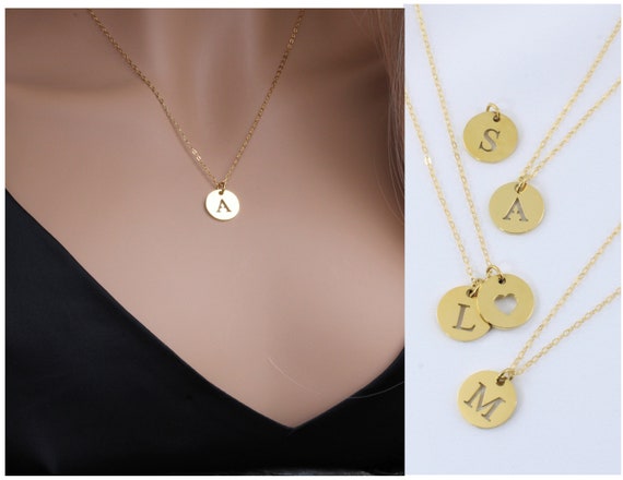 Real 14K Gold Custom Initial Necklaces Solid 18K Gold Mini Initial Necklace  – SILIICE