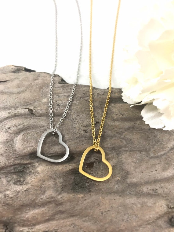 Minimalist Heart Necklace - Floating Heart Pendant - Valentines Day and Mothers Day Gifts - Gift for Girlfriend - Gift for Her