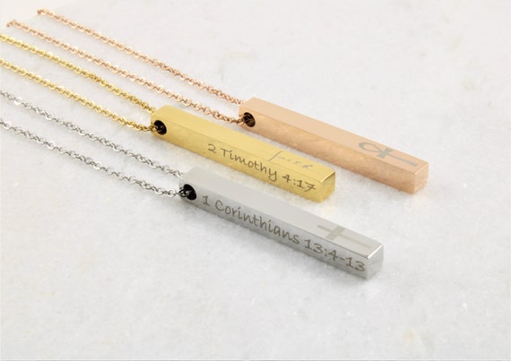 Etsy engraved bar online necklace