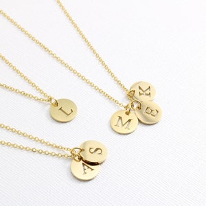 Custom Coin Initial Necklace - 14k Gold Necklace - Personalized Gift for Mom - Minimalist Initial Necklace Christmas Gift for Her