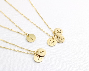 Custom Coin Initial Necklace - 14k Gold Necklace - Personalized Gift for Mom - Minimalist Initial Necklace Christmas Gift for Her