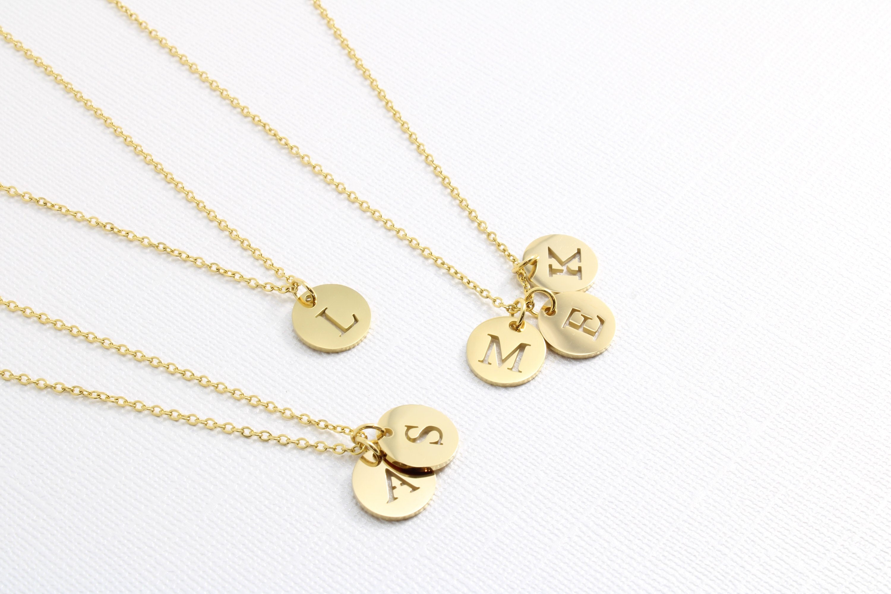 Custom Coin Initial Necklace - 14k Gold Necklace - Personalized Gift for Mom - Minimalist Initial Necklace Christmas Gift for Her