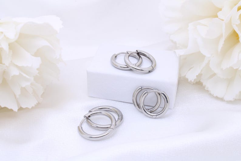 Rose Gold Hoop Earrings Hypoallergenic Stainless Steel Earrings Classic