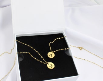 14k Gold initial necklace - Gold initial pendant - Personalized jewelry - Gold monogram necklace - Coin necklace - Christmas gift for her