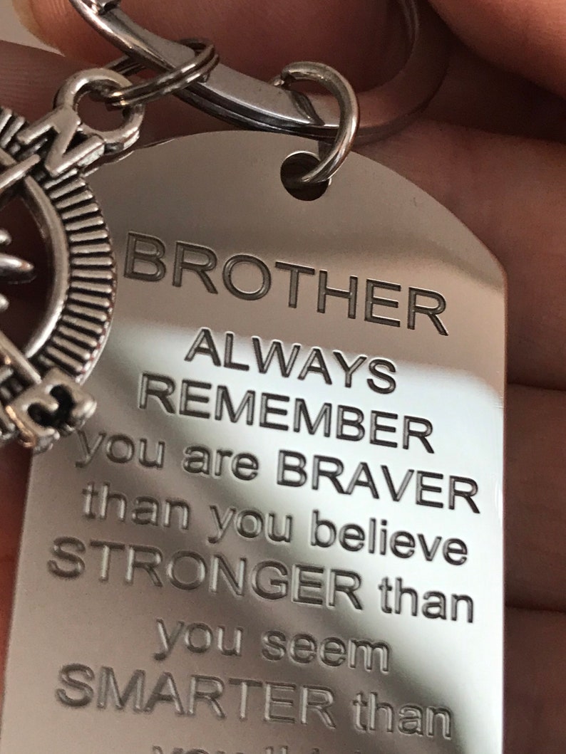Custom Keychain - Personalized Birthday Gifts For Brother - Side By Side Since Day One