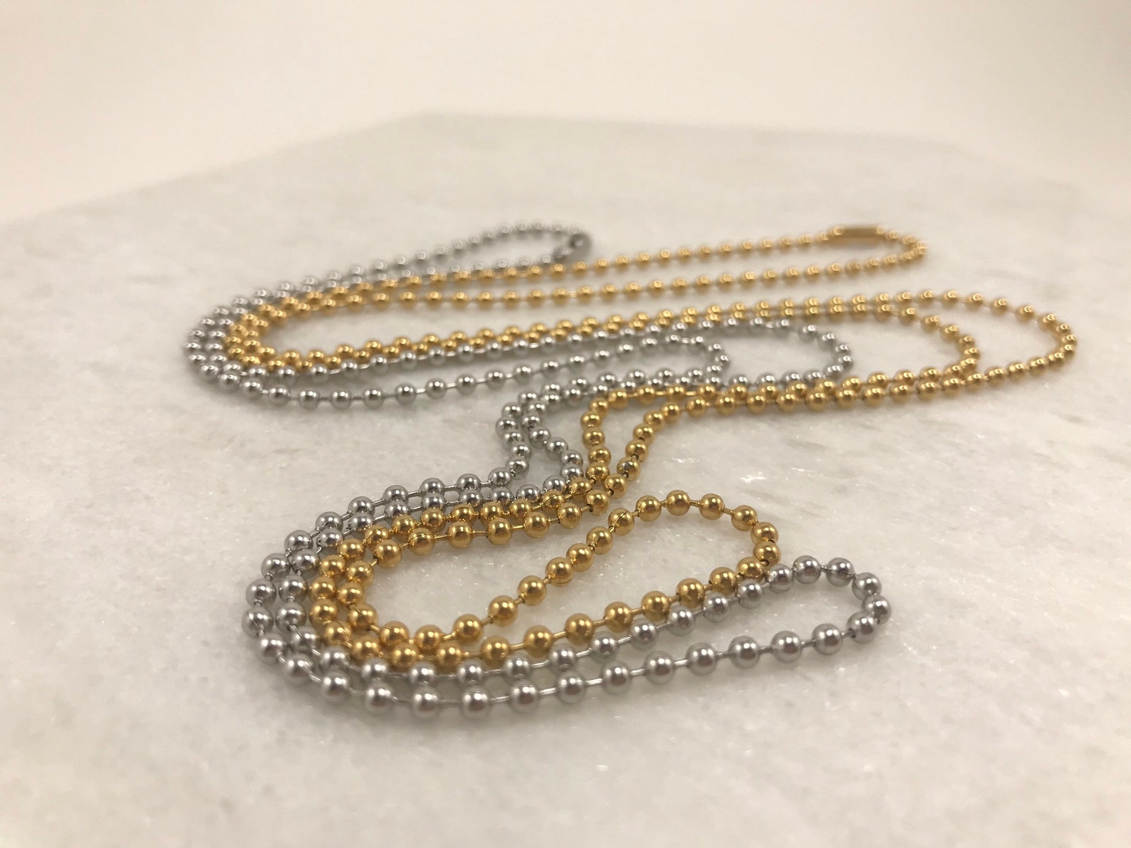 30 Chaînes Boules Acier Inoxydable 60 Cm - Parfaites Pour Création Bijoux DIY