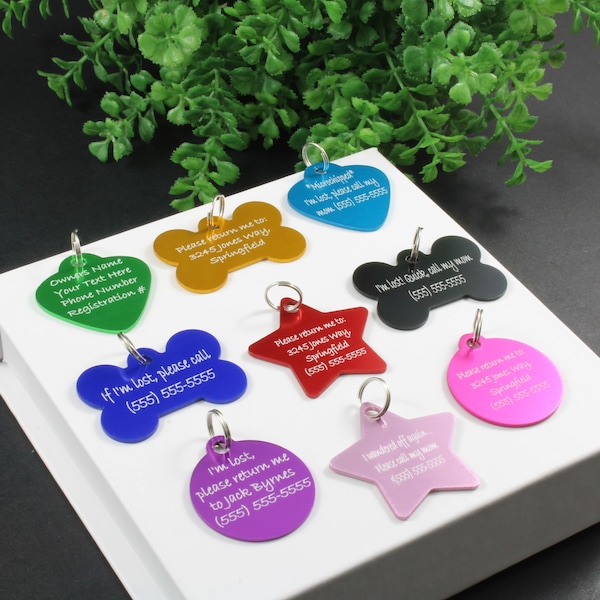 Dog Dog Collar ID Tag - Cat ID Tags - ID tags for Pet Collars - Durable Aluminum - Custom Engravable - Personalized Pet Identification