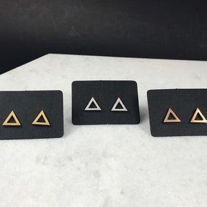 Triangle Earrings - Small Open Triangle Studs - Geometric Earrings - Stud Earrings - Dainty Jewelry - Stainless Steel Hypoallergenic Earring