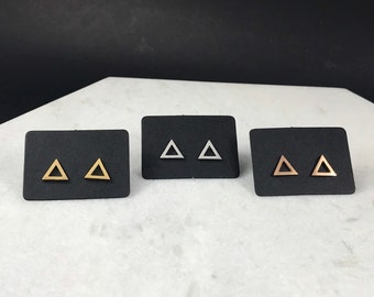 Triangle Earrings - Small Open Triangle Studs - Geometric Earrings - Stud Earrings - Dainty Jewelry - Stainless Steel Hypoallergenic Earring