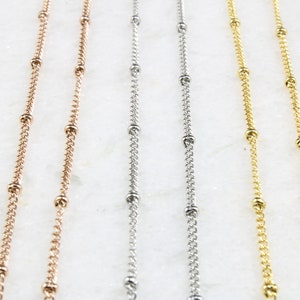 Satellite Chain Necklace - Beaded Chain Necklace - 14K Plated Gold Satellite Necklace - Layering Necklace Chain -Beaded Gold Choker Necklace