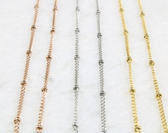 Satellite Chain Necklace - Beaded Chain Necklace - 14K Plated Gold Satellite Necklace - Layering Necklace Chain -Beaded Gold Choker Necklace