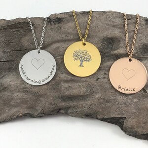 Personalized Family Coin Necklace Custom Family Necklace Large Anniversary Pendant Engraved Coin Necklace Personalized Gift for Mom image 2