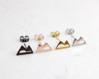 Mountain Earrings in Gold - Mountain Stud Earrings - Rose Gold Mountain Stud Earrings - Silver Mountain Stud - Stainless Hypoallergenic