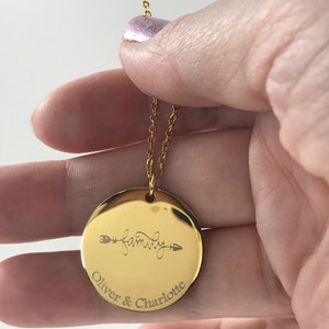 Personalized Family Coin Necklace Custom Family Necklace Large Anniversary Pendant Engraved Coin Necklace Personalized Gift for Mom image 6