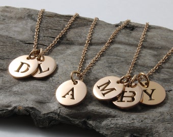 Initial Coin Necklace - 14K Rose Gold - Personalized Mothers Day Gift - Gold Initial Disk Necklace - Silver Necklace - Bridesmaid Gift