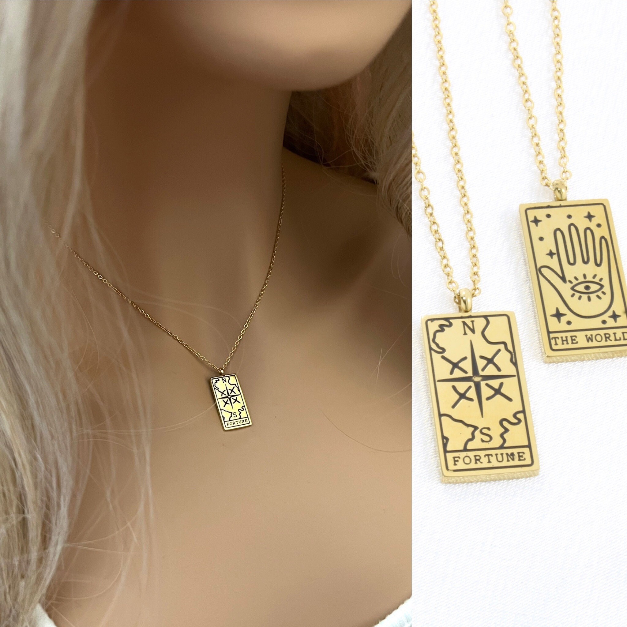 NEW 2022 14k Gold Tarot Card Necklace 