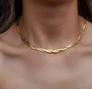 Flat braided gold clearance necklace