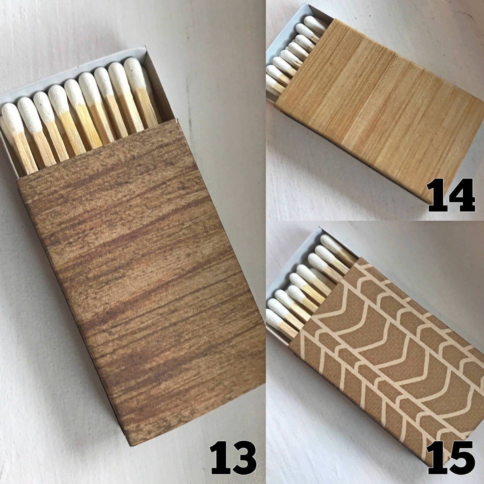 Decorative Matchboxes Gold & Woodgrain Collection Set of 5 Etsy