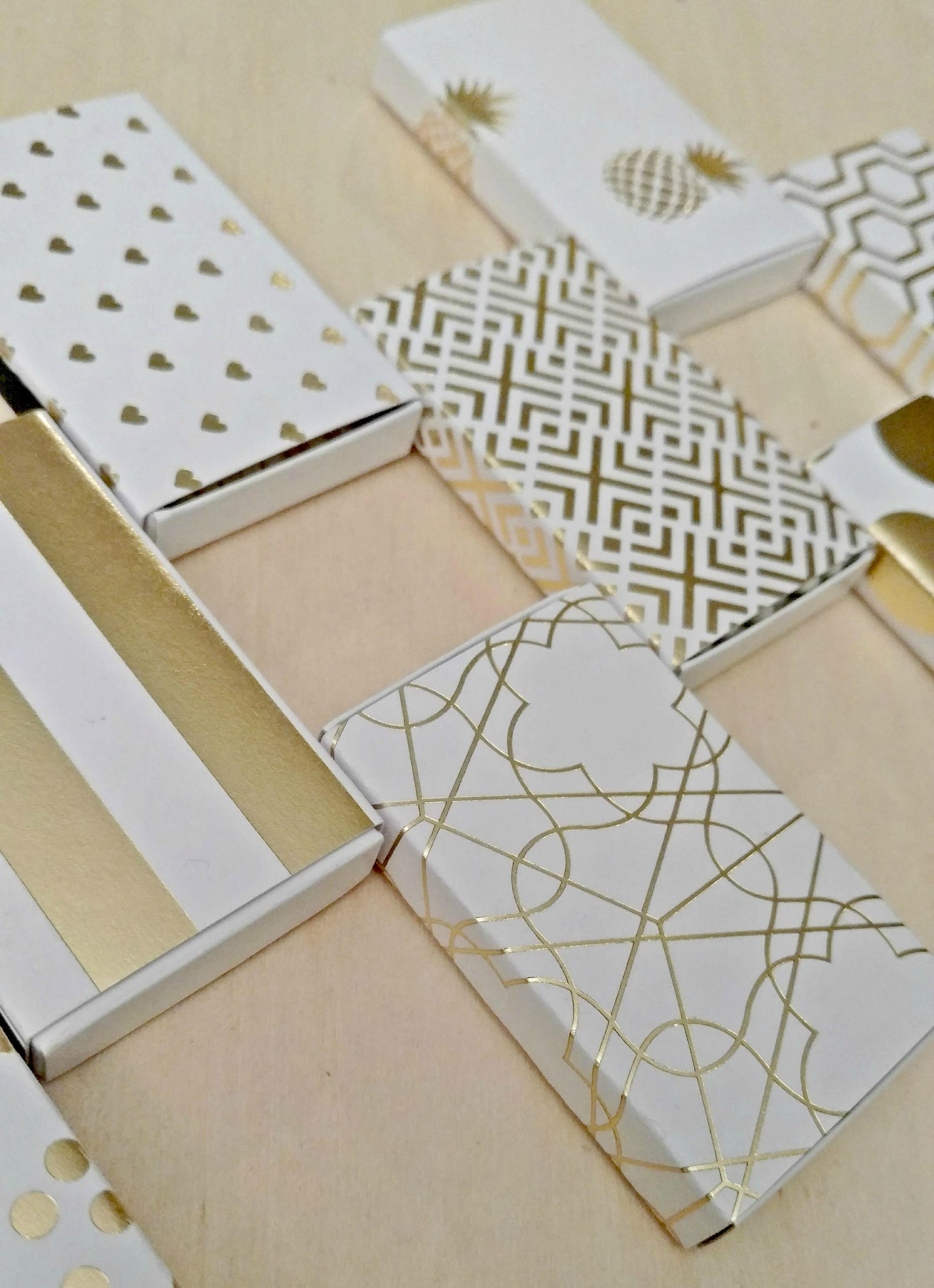 Decorative Matchboxes White and Gold Foil Collection Set of 5 or 10 Etsy