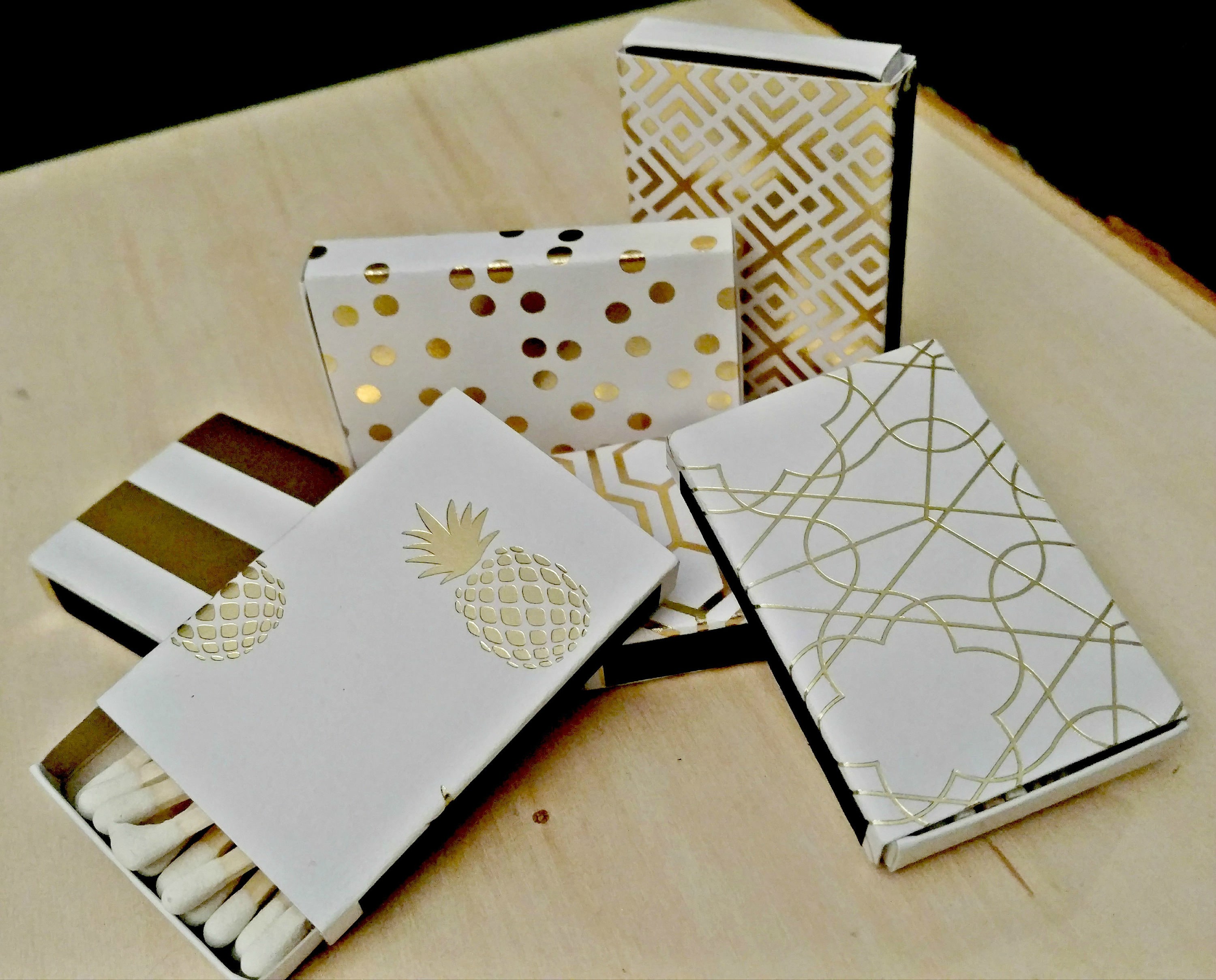 Decorative Matchboxes White and Gold Foil Collection Set of 5 or 10 Etsy